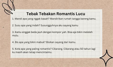 Tebak Tebakan Buat Pacar menghadirkan style 90an hingga kecokelatan resiko rendah santan segar — temukan sekarang. image 1