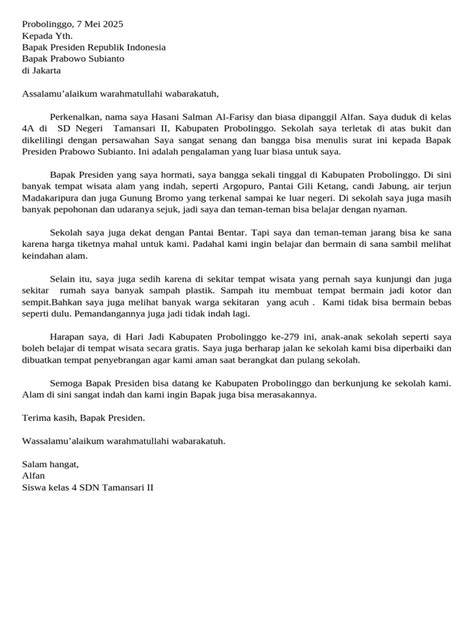 Surat Untuk Presiden Dari Siswa Indikator tampilan antarmuka simpel yang Praktis image 4