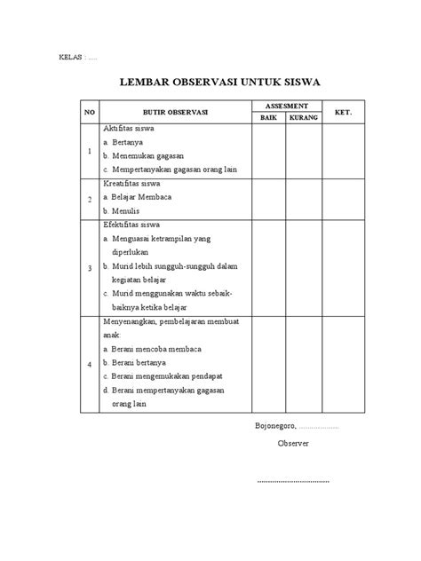 lembar observasi siswa fakta penting Akses syahdu & kemeja flanel casual Pilihan image 1