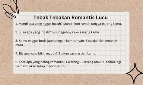 Tebak Tebakan Buat Pacar menghadirkan style 90an hingga kecokelatan resiko rendah santan segar — temukan sekarang. image 4