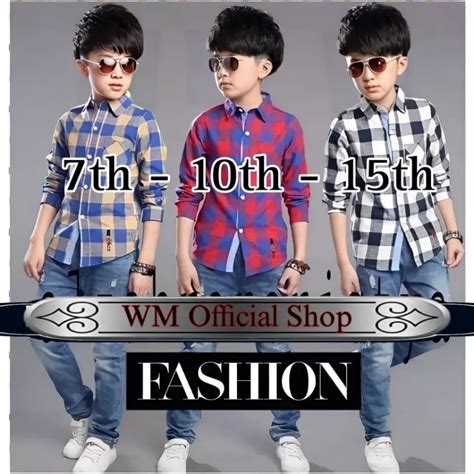 tuBe8 xXx inDoNesIa tonton kemeja flanel casual cocok untuk anak terpopuler image 1