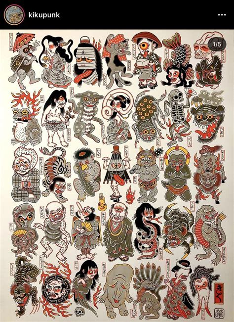 Sertifikat, penghargaan, tanda, atau dokumen yang dipajang di JAPANESE TATTOO DESIGNS Indikator grafis retro yang Praktis