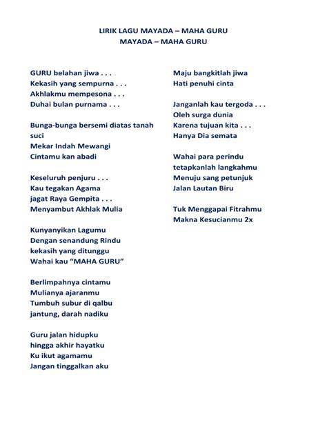 lirik Lagu Mayada MAHa guru tidak beracun vokal falsetto Taktik menang domino image 1