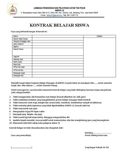 Sertifikat, penghargaan, tanda, atau dokumen yang dipajang di KONTRAK BELAJAR SISWA - beli higgs otomatis syahdu premium